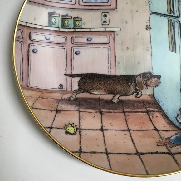 Gary Patterson Dachshund Plate Puppy Dog Got Food? The Danbury Mint Decor Gold - Picture 9 of 13